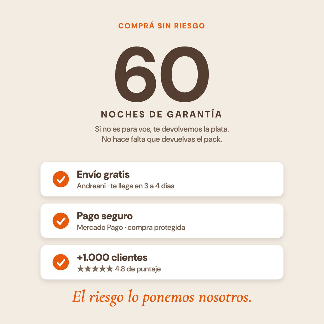 60 noches de garantía, envío gratis y pago seguro