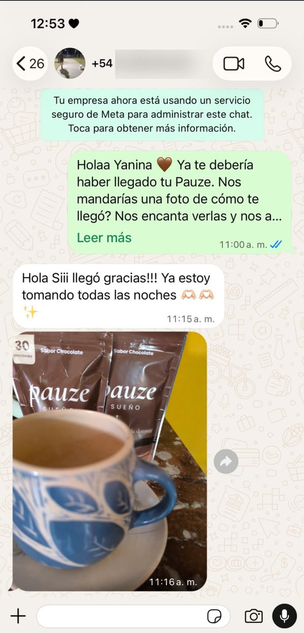 Captura de chat con un cliente de Pauze