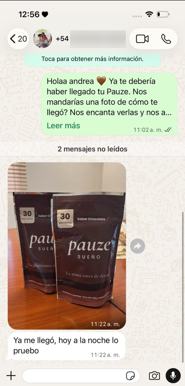 Captura de chat con un cliente de Pauze