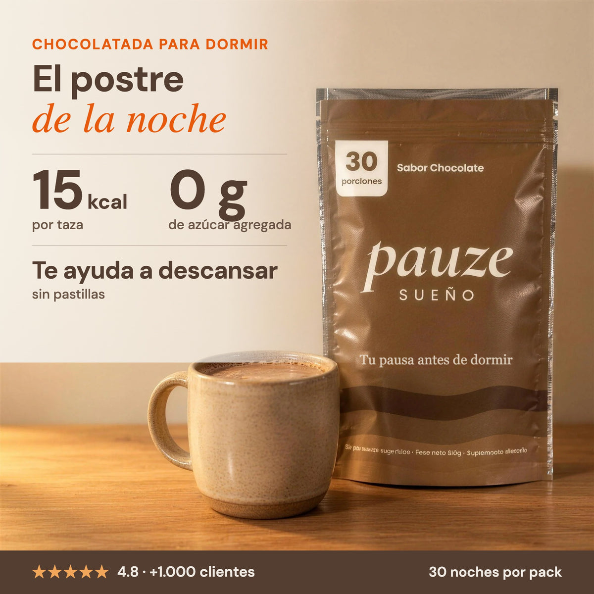 Pauze, el postre de la noche: 15 kcal por taza, 0 g de azúcar agregada y te ayuda a descansar